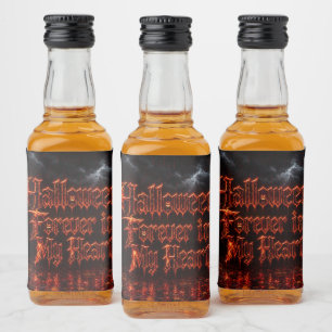 Halloween Forever In My Heart Gothic Pumpkin Jack  Liquor Bottle Label