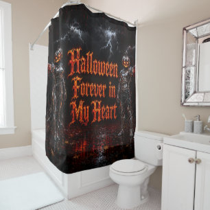 Halloween Forever In My Heart Gothic Pumpkin Jack  Shower Curtain