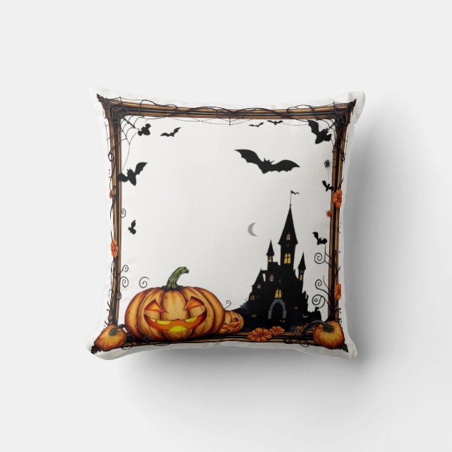 Halloween Framed 02 White Cushion (Front)