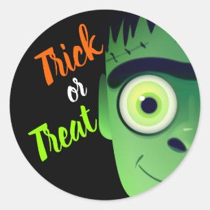 Halloween Frankenstein Monster Trick Or Treat Classic Round Sticker