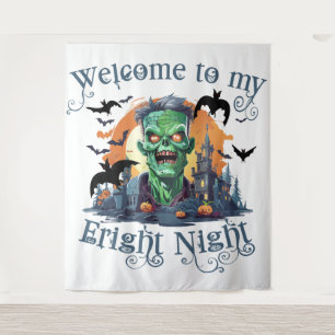 Halloween Frankenstein Welcome To My Fright Night Tapestry