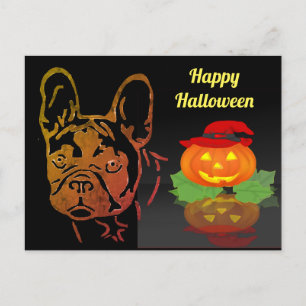 Halloween französische Bulldogge Postkarte Postcard
