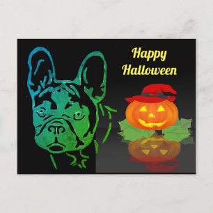 Halloween französische Bulldogge Postkarte Postcard