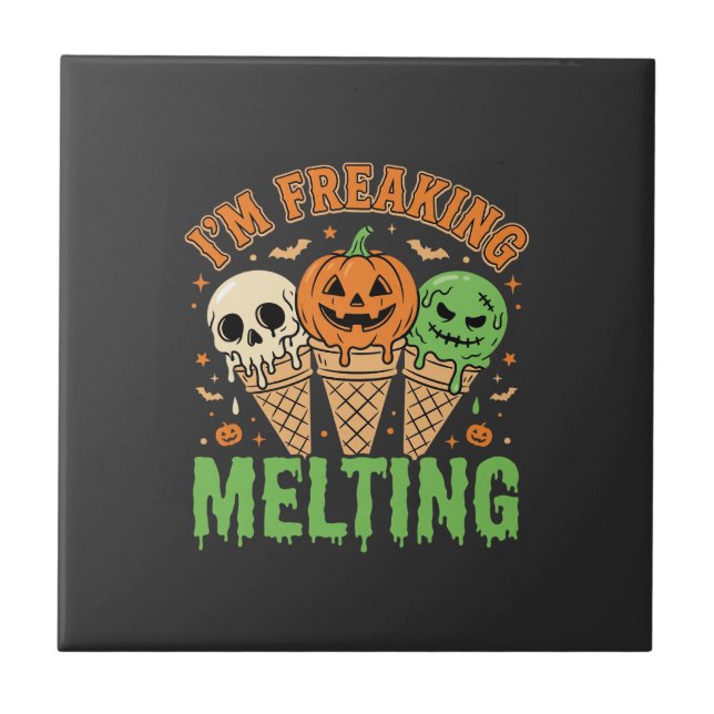Halloween Freaking Melting Ice Cream Ceramic Tile (Front)