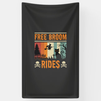Halloween Free Broom Rides Witch Cat Banner
