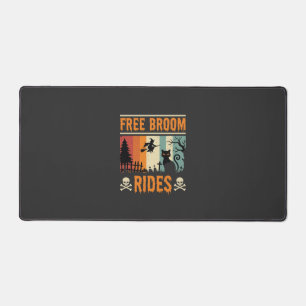 Halloween Free Broom Rides Witch Cat Desk Mat