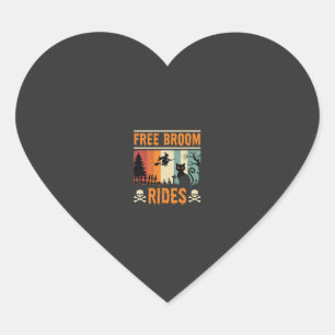 Halloween Free Broom Rides Witch Cat Heart Sticker