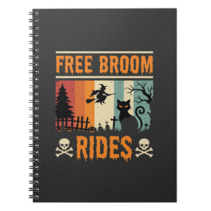 Halloween Free Broom Rides Witch Cat Notebook