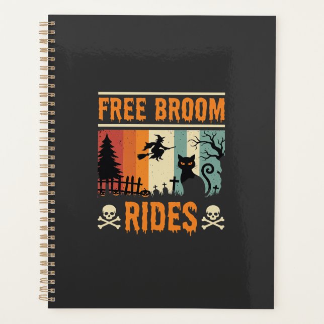 Halloween Free Broom Rides Witch Cat Planner (Front)