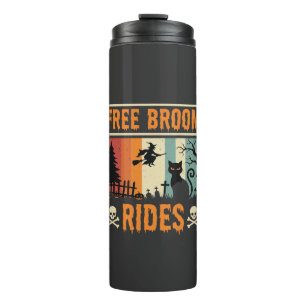 Halloween Free Broom Rides Witch Cat Thermal Tumbler