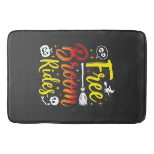 Halloween Free Broom Rides Witch Graphic Bath Mat