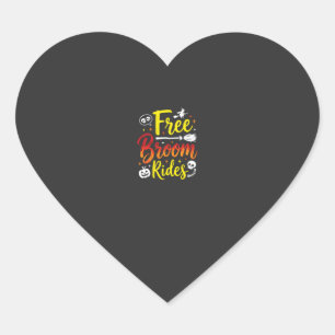 Halloween Free Broom Rides Witch Graphic Heart Sticker