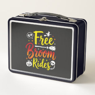 Halloween Free Broom Rides Witch Graphic Metal Lunch Box