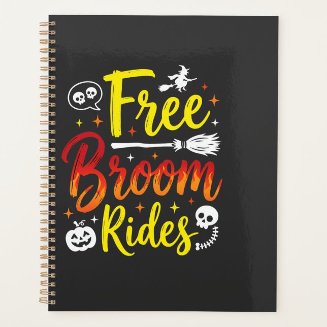 Halloween Free Broom Rides Witch Graphic Planner (Front)
