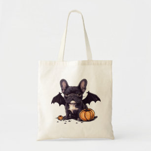 Halloween French Bulldog Bat Wings Pumpkins Tote Bag