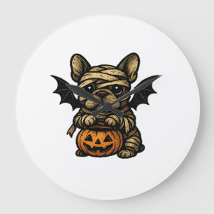 Halloween French Bulldog � Cute Spooky Dog Art Cla Large Clock