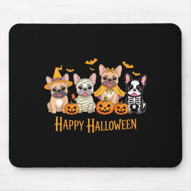 Halloween French Bulldog Dogs Pumpkin Funny  Mouse Pad (Front)