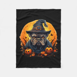 Halloween french bulldog fleece blanket