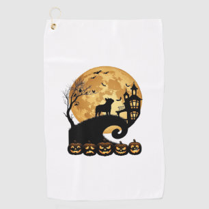 Halloween French Bulldog Moon Spooky Pumpkins Haun Golf Towel