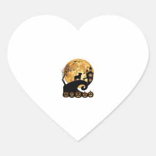 Halloween French Bulldog Moon Spooky Pumpkins Haun Heart Sticker
