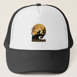 Halloween French Bulldog Moon Spooky Pumpkins Haun Trucker Hat