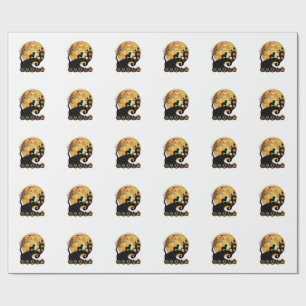 Halloween French Bulldog Moon Spooky Pumpkins Haun Wrapping Paper