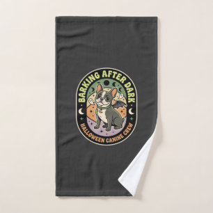 Halloween French Bulldog Night Patrol Hand Towel