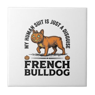 Halloween French Bulldog Pumpkin Costume Shirt_1 Ceramic Tile