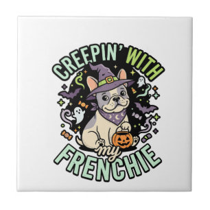 Halloween French Bulldog Spooky Companion Ceramic Tile