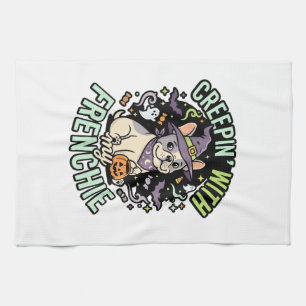 Halloween French Bulldog Spooky Companion Tea Towel