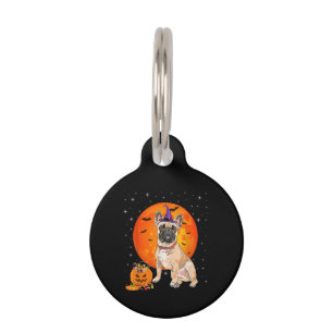 Halloween French Bulldog Trick Or Treat Pumpkin Pet Tag