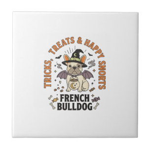 Halloween French Bulldog Trickster Ceramic Tile