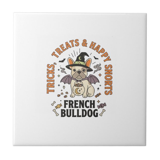 Halloween French Bulldog Trickster Ceramic Tile (Front)