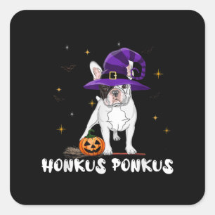 Halloween French Bulldog Witch Honkus Ponkus Square Sticker