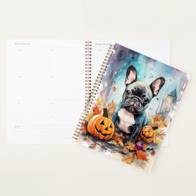 Halloween French Bulldog With Pumpkins Scary Planner (Display)