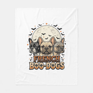 Halloween Frenchie Boo Dogs Funny Vintage_1 Fleece Blanket