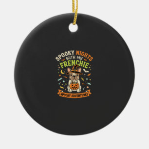 Halloween Frenchie Night Companion Ceramic Ornament