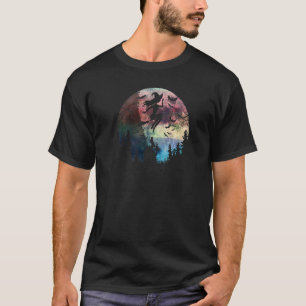 Halloween Frequent Flyer Flying Witch Full Moon Ca T-Shirt