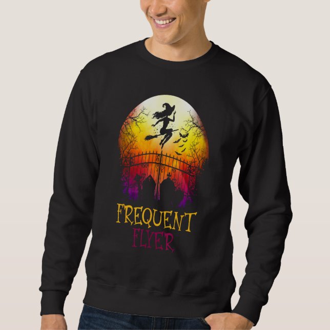 Halloween Frequent Flyer In The Cemetery Lazy Cost Sweatshirt (Front)