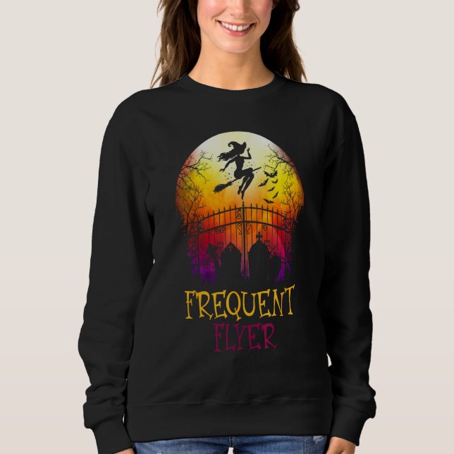 Halloween Frequent Flyer In The Cemetery Lazy Cost Sweatshirt (Front)