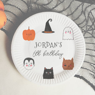 Halloween Friends Cute Modern Boy Birthday Party Paper Plate