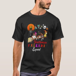 Halloween Friends Squad Five Cats Wearing Witch S T-Shirt
