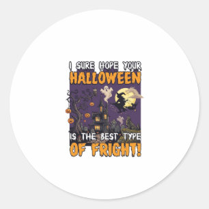 Halloween Fright Haunted House Witch Ghost_1 Classic Round Sticker