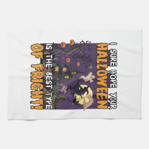 Halloween Fright Haunted House Witch Ghost_1 Tea Towel