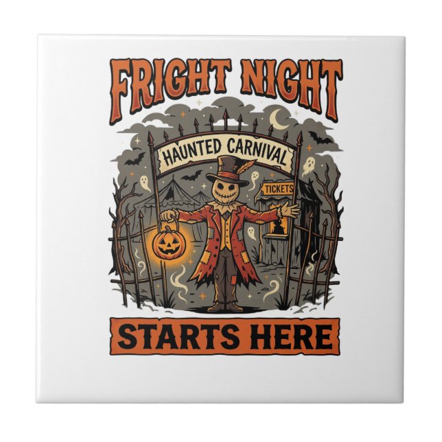 Halloween Fright Night Festival Ceramic Tile (Front)