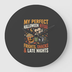 Halloween Fright Night Snack Ritual Large Clock