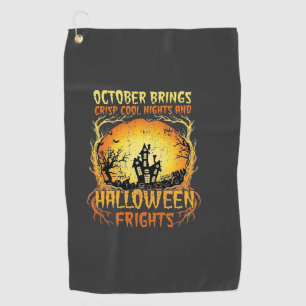 Halloween Frights Haunted House Full Moon Pumpkins Golf Towel