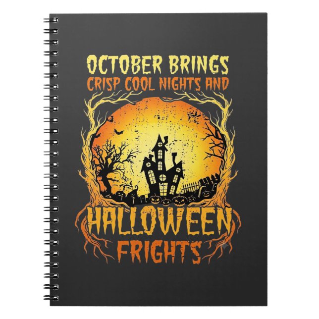 Halloween Frights Haunted House Full Moon Pumpkins Notebook (Front)