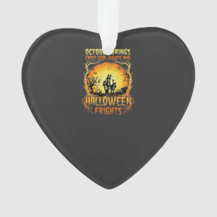 Halloween Frights Haunted House Full Moon Pumpkins Ornament