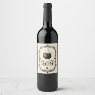 Halloween Frogs Breath Drinks Funny Spooky  Wine Label